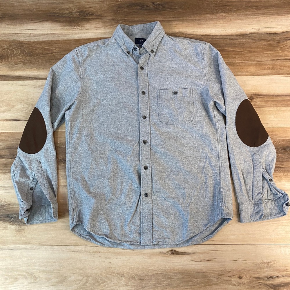 J.Crew Flannel Shirt Mens Medium Button Down Elbow‎ Patches B3061